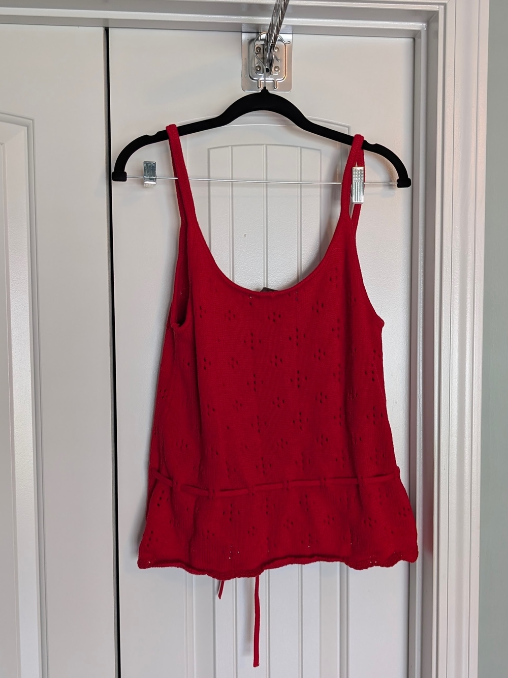 LOFT Red Knit Button-Front Tank with Drawstring NWOT - Picture 2 of 4